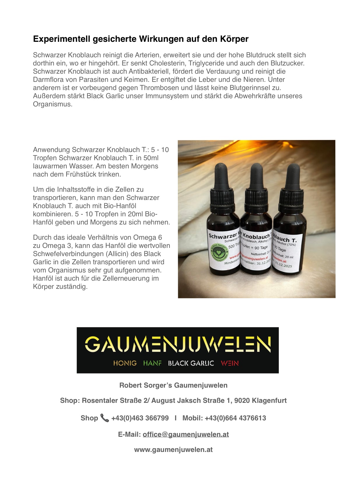 Schwarzer Knoblauch T. 20ml, Nahrungsergänzungsmittel