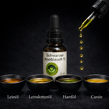 Black Velvet – 30-Tage-Balance-Ritual  Bio-Hanföl 500 ml & Schwarze Knoblauch Essenz 20 ml