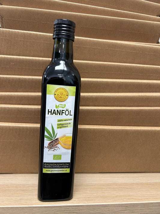Bio-Hanföl 500ml kaltgepresst und ungefiltert, ohne THC
