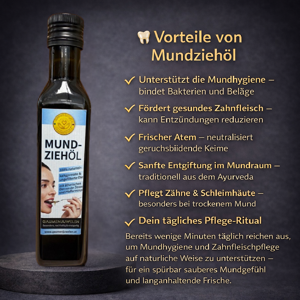 Bio-Mundziehöl 250 ml – Ölziehen für natürliche Mundpflege mit Hanföl & Kräutern | Gaumenjuwelen